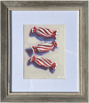 Peppermint Twist - Vertical Painting on Paper - Framed to Order