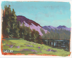 Purple Mountains' Majesty - Horizontal Painting on Paper - Framed to Order