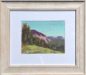 Purple Mountains' Majesty - Horizontal Painting on Paper - Framed to Order