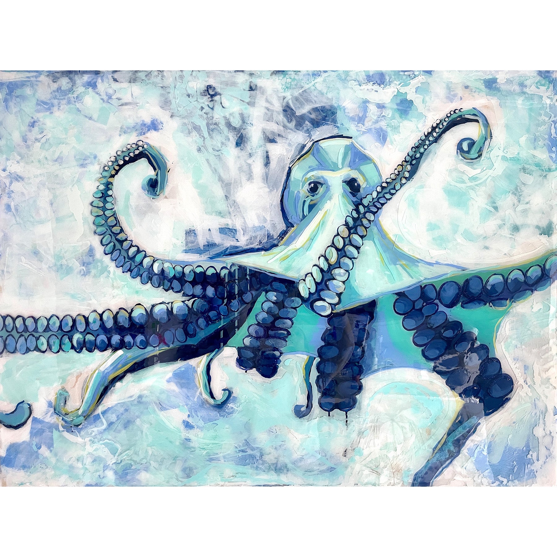 Party Octopus - 36x48 Horizontal Painting with Resin Layers