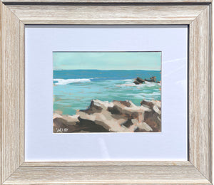 Rocky Coast - Horizontal Painting on Paper - Framed to Order