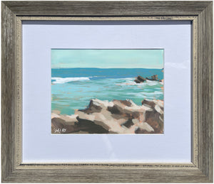 Rocky Coast - Horizontal Painting on Paper - Framed to Order