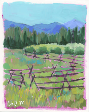 Rocky Mountain High - Vertical Painting on Paper - Framed to Order