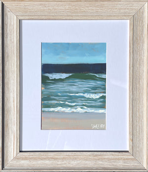 Rolling Waves - Vertical Painting on Paper - Framed to Order