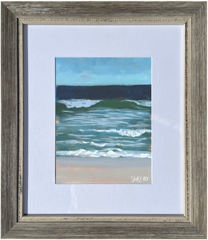 Rolling Waves - Vertical Painting on Paper - Framed to Order