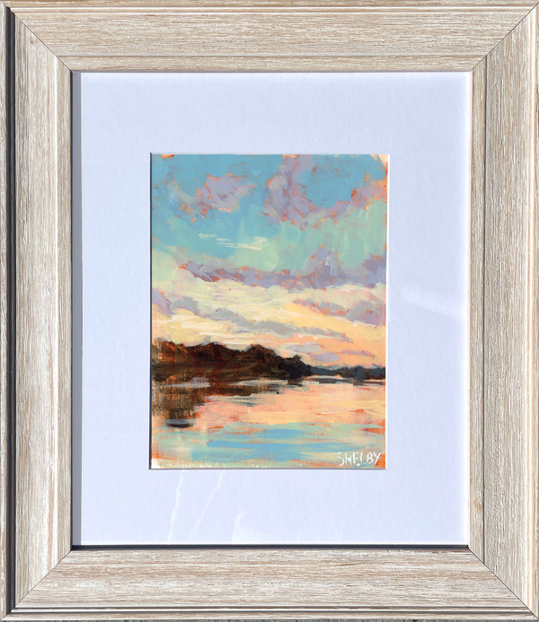 Sunrise Reflections - Vertical Painting on Paper - Framed to Order