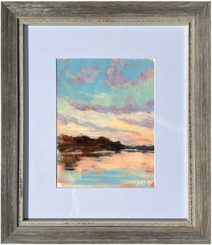 Sunrise Reflections - Vertical Painting on Paper - Framed to Order