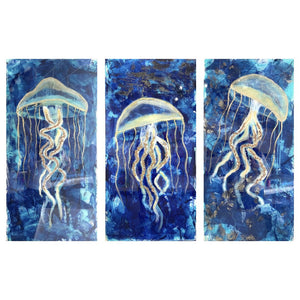 Party Jellyfish - 18x36" Vertical Painting with Resin Layers