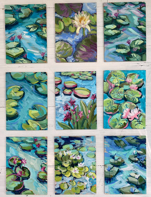 Water Gardens - Day 6 - 5x7" mini vertical painting