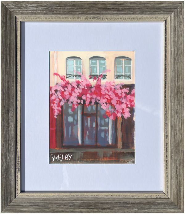 Window Shopping in Paris - Vertical Painting on Paper - Framed to Order