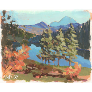 Autumn Mountains - Horizontal Painting on Paper - Framed to Order