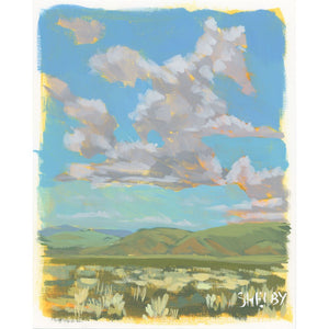 Big Sky - Vertical Painting on Paper - Framed to Order