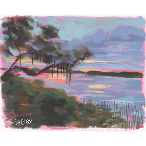 Hilton Head Sunset - Horizontal Painting on Paper - Framed to Order