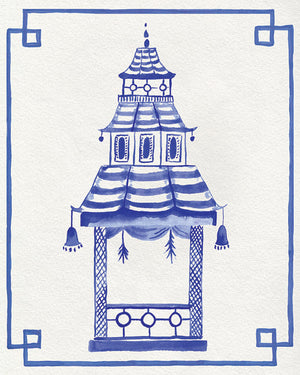 Blue and White Pagoda Unframed | Fine Art Prints