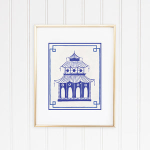 Blue and White Pagoda Framed | Fine Art Prints