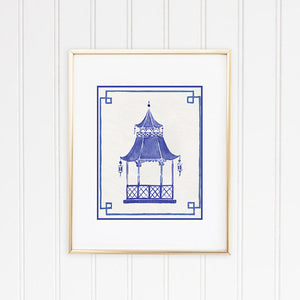 Blue and White Pagoda Framed | Fine Art Prints