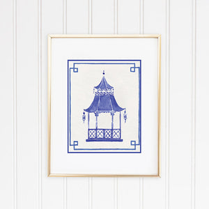 Blue and White Pagoda Framed | Fine Art Prints