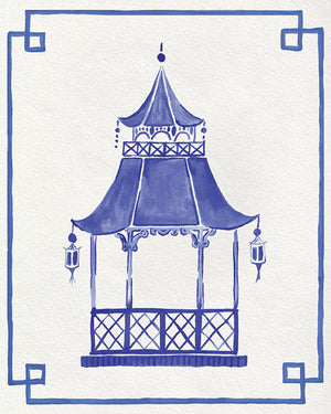 Blue and White Pagoda Unframed | Fine Art Prints