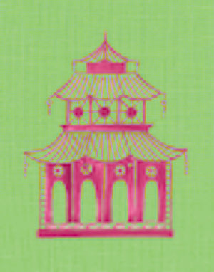 Pink and Green Pagoda Framed | Fine Art Print