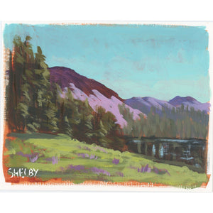 Purple Mountains' Majesty - Horizontal Painting on Paper - Framed to Order