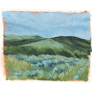 Rolling Hills - Horizontal Painting on Paper - Framed to Order