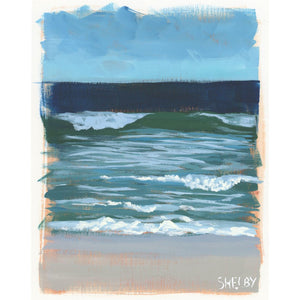 Rolling Waves - Vertical Painting on Paper - Framed to Order